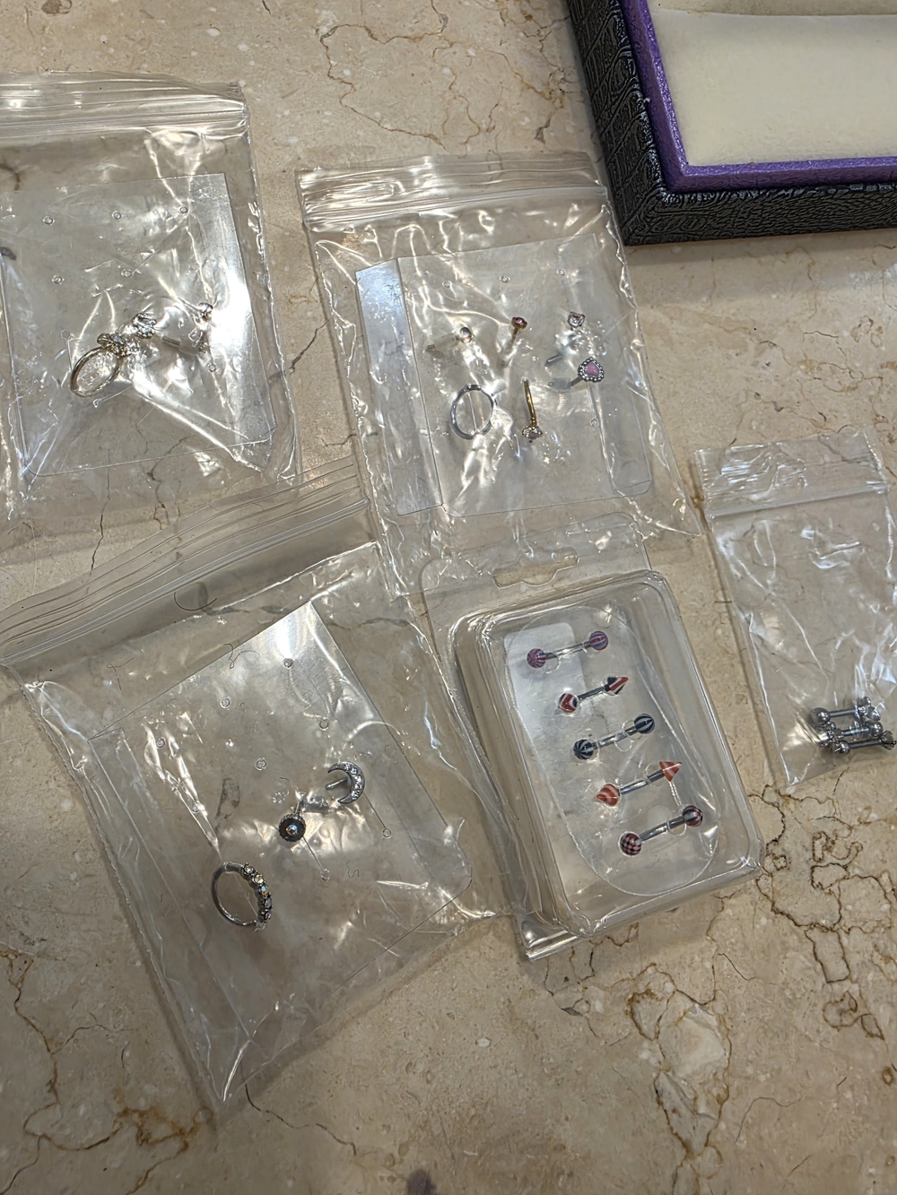 Silver Tone Body Jewelry Lot - Assorted Silver Body Piercings